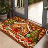 1pc, 2D Flat Printing, Christmas Gingerbread House Ambiance Entrance Mat, Non-Slip Machine Washable Easy Clean Polyester Carpet, Suitable for Home And