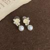Новый темперамент, французские цветы, жемчуг, циркон, геометрические серьги-джокеры, женские