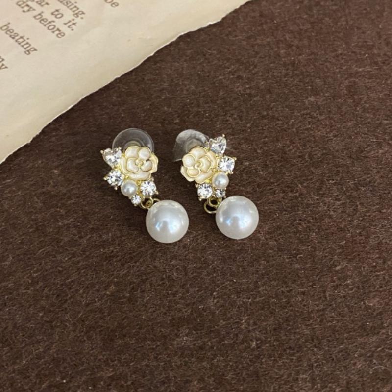 Новый темперамент, французские цветы, жемчуг, циркон, геометрические серьги-джокеры, женские