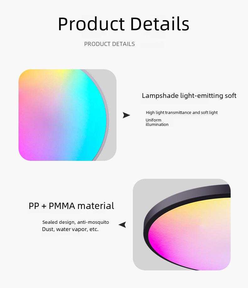 Умный потолочный светильник RGB с диммированием и регулировкой цветовой температуры - приложение Tuya и голосовое управление Bluetooth