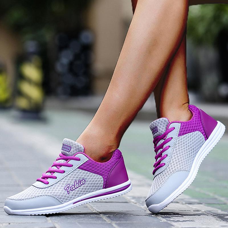 Fashion Breathable Sneakers For Women 2024 New Fashion Solid Color Soft Women Sneakers Mesh Fabric Lace Up Woman Shoes Female Footwear