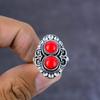 Кольцо из серебра 925 пробы с натуральным красным кораллом, размер 6 z9m92