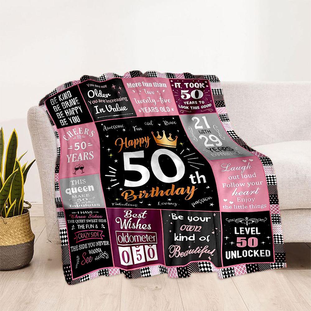 1pc 50th Birthday Celebration blanket Soft and Warm for Sofa Office Camping Travel Livingroom Great Gift for Friends and Family Comfortable