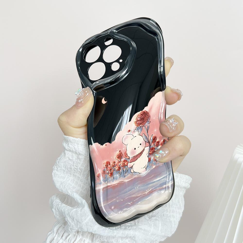 Милый мультяшный узор, кремовая текстура, мягкий силиконовый чехол с волнистыми краями, чехол для телефона для Vivo