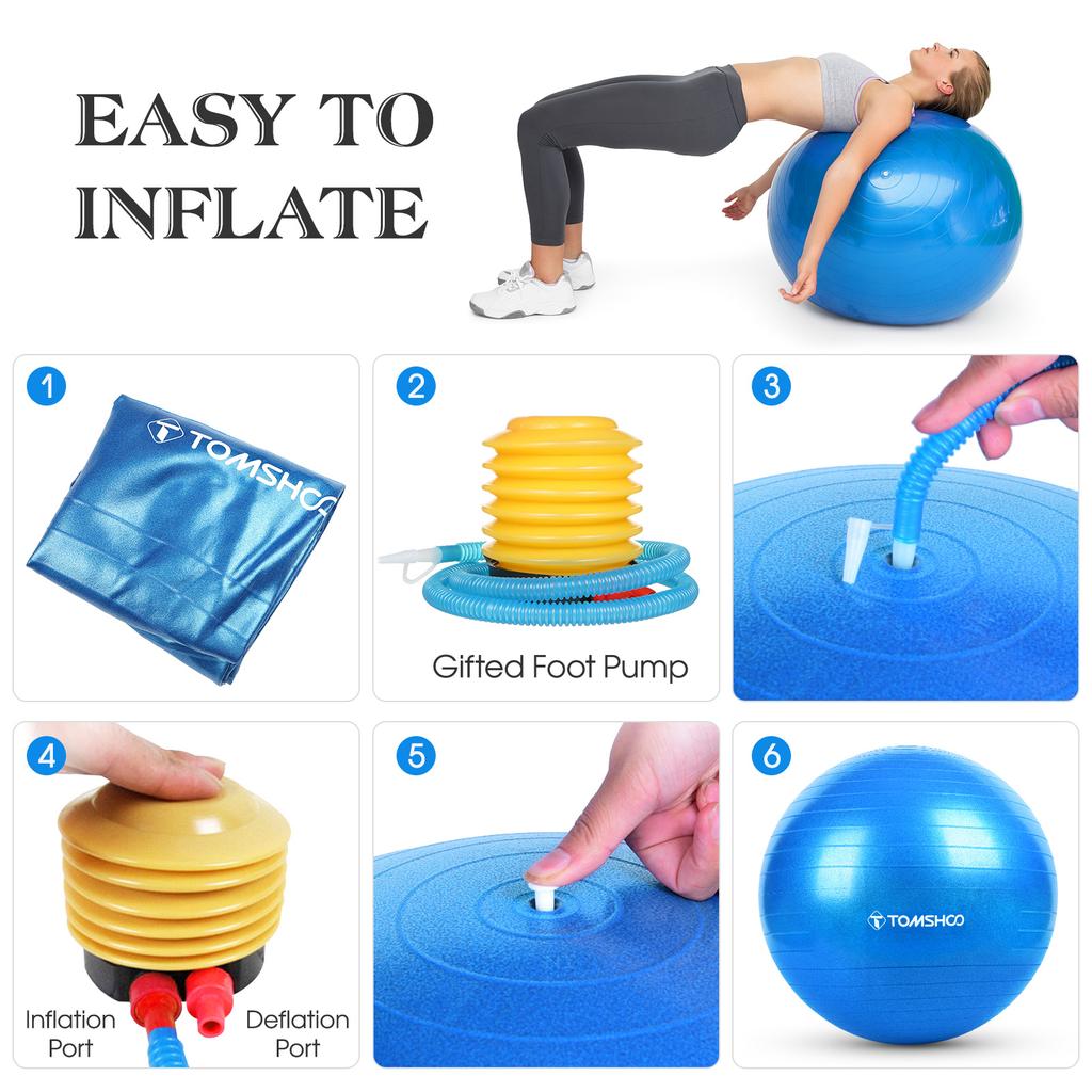 Утолщенный мяч для йоги 45 см/55 см/65 см/75 см с ножным насосом для стабилизации баланса Пилатеса Физический