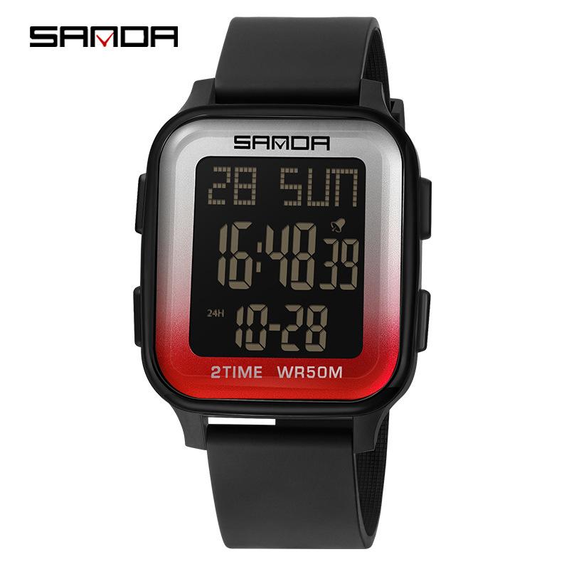SANDA Модные электронные часы Многофункциональные квадратные спортивные часы-хронограф Водонепроницаемые наручные часы Бизнес-часы