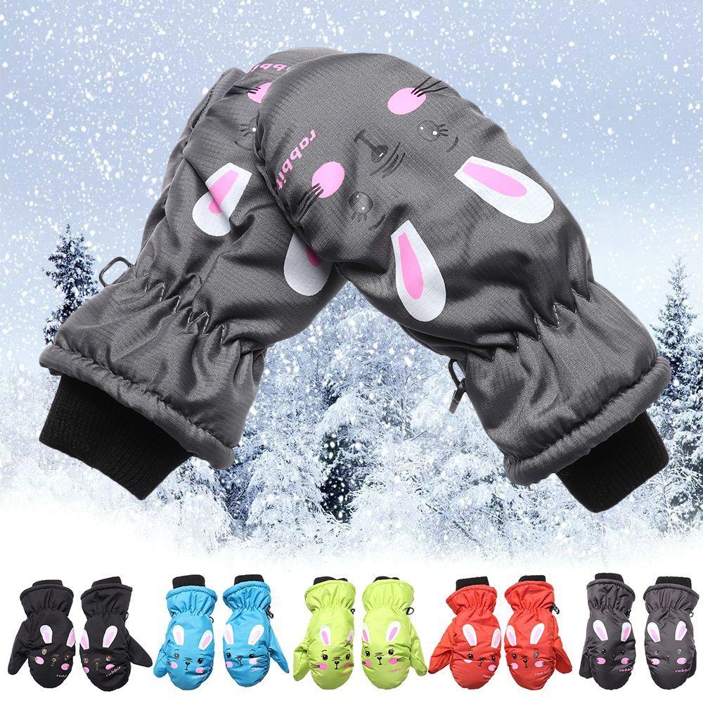 Cartoon Rabbit Non-slip Children Boys Girls Kids Ski Gloves Sports Mittens Thick Warm Waterproof