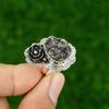 Pear Natural Titanium Druzy Wedding Promise Sister Bezel Ethnic Ring 925 Silver