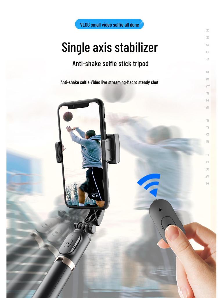 Q08 Bluetooth Selfie Stick: Anti-shake Gimbal, Mini Phone Holder, Desktop Tripod