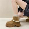 Ретро модные ботинки на толстой подошве с увеличением высоты, короткие ботинки с отворотами на молнии после осени и зимы, женские ботинки Мартин на толстом каблуке с юбкой