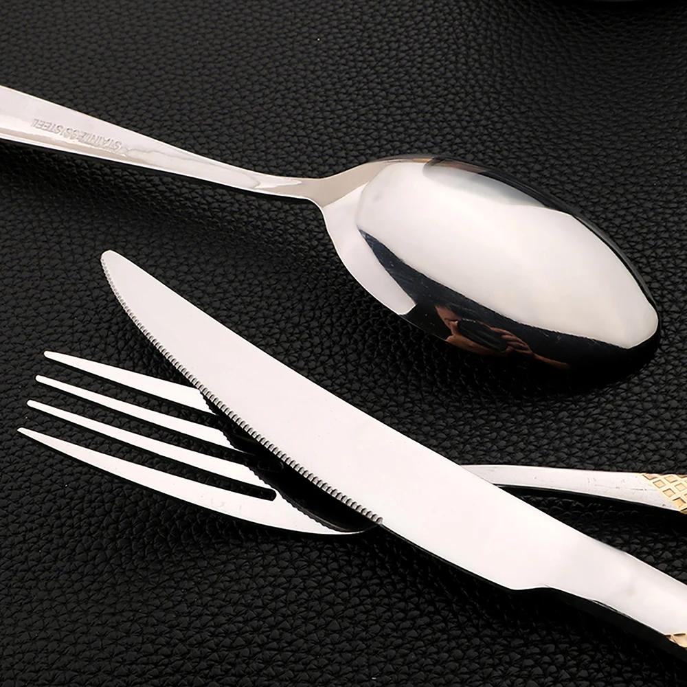 30pcs Tableware Set Stainless Steel Dinnerware Sets Knife Fork Spoon Flatware Western Cutlery Set Knife Fork Spoon Tea Spoon