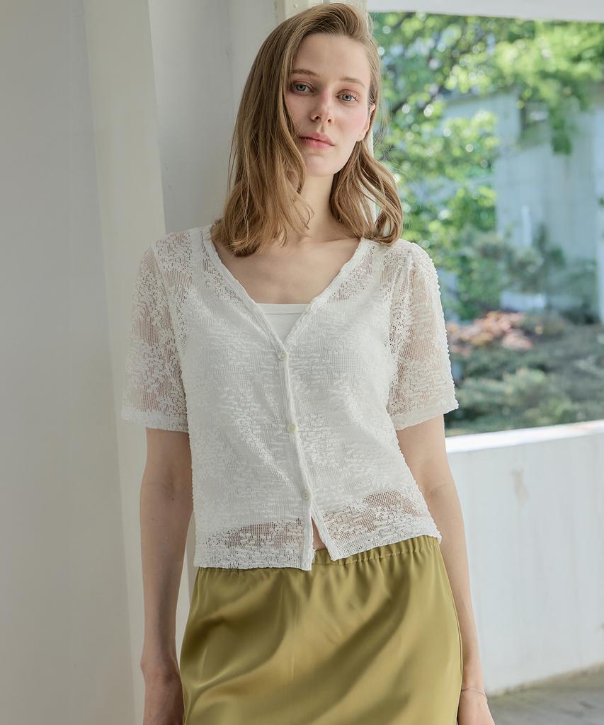 LOVLOV Flower Jacquard Summer Cardigan (2 Colors)