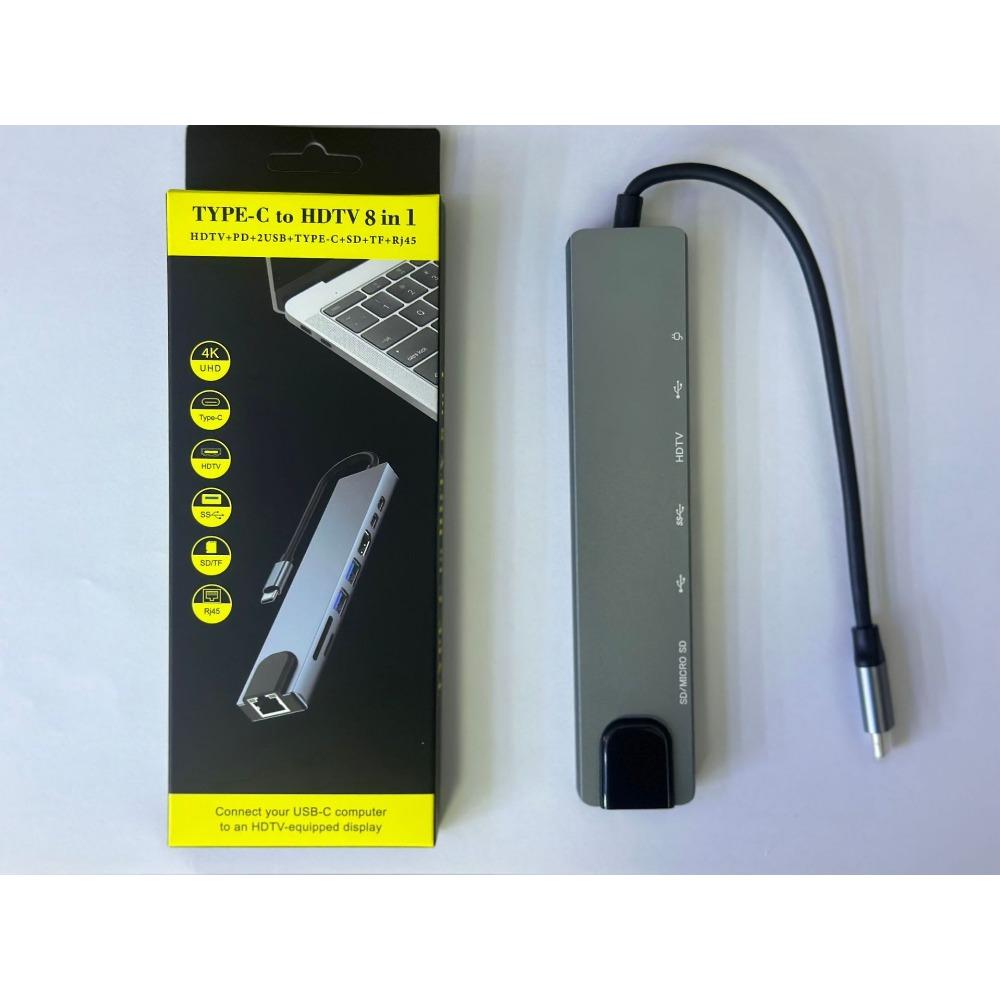8 в 1 USB C Hub для MacBook iPhone с Ethernet USB SD Card Reader Type C адаптер Multiport Dock