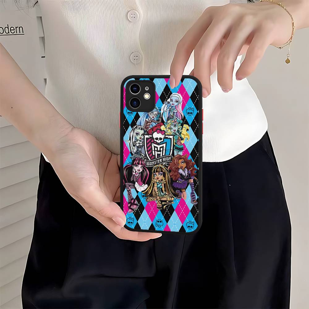 Мультяшный M-монстр Классический Высокий Чехол для Телефона Для IPhone 16e 16 15 14 13 12 11 Pro Max X XS Max Plus Матовый Прозрачный