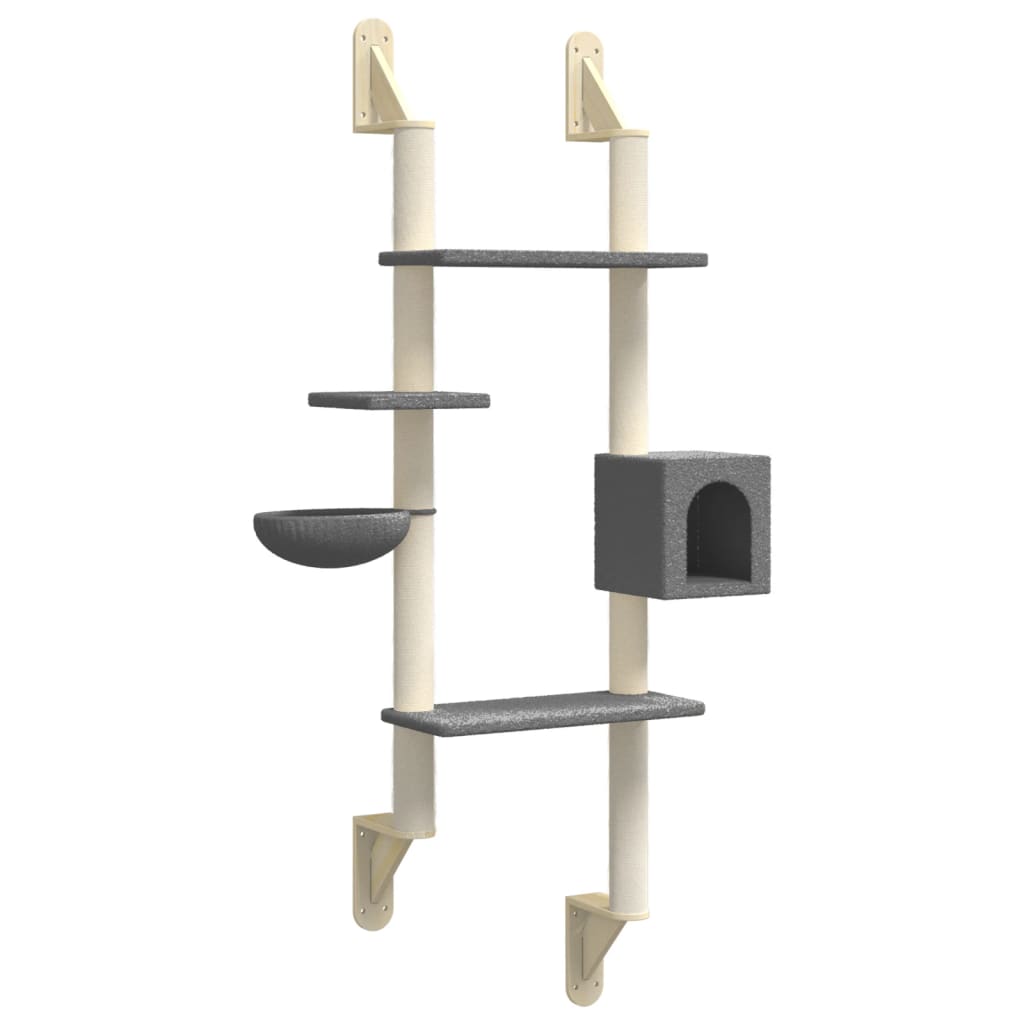 Wall Mounted Cat Tree with Scratching Post Dark Grey 180 cm