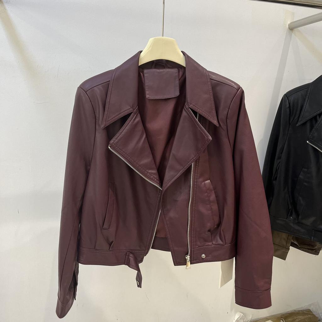 Шикарная и модная байкерская куртка из искусственной кожи - короткая осенняя верхняя одежда для женщин