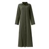 Женское повседневное хлопково-льняное однотонное свободное длинное платье-рубашка