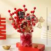 Chinese Wealth Fruit Pot Decoration Chinese New Year Desktop Ornament Spring Festival Gift Decor Blessing Flower Bucket