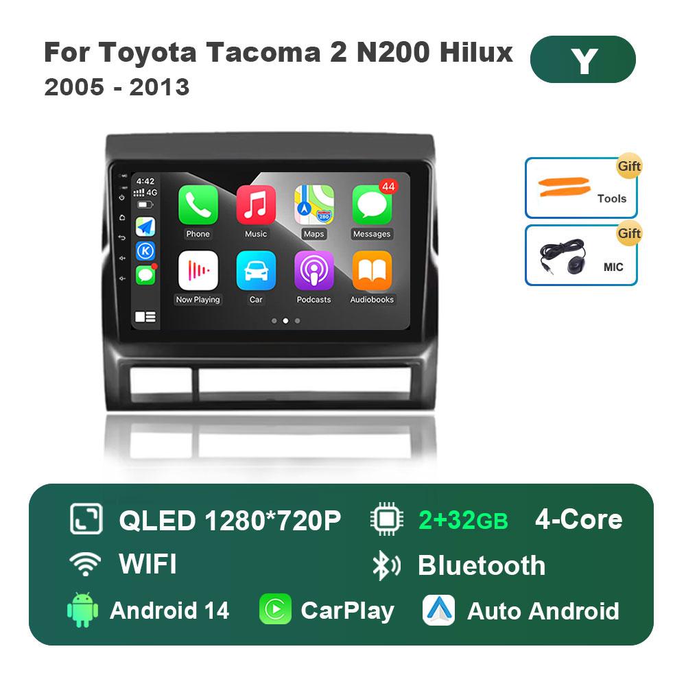 DSP Stereo Android 14 Touch Screen WiFi for Toyota Tacoma 2 N200 Hilux 2005 - 2013 Navi GPS 4G BT Car Radio Multimedia player