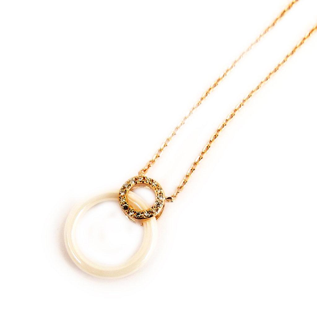 Les Trésors De Lily [L4616] - Позолоченное колье "Сисси" белое (керамика) золото розовое - 20х15 мм