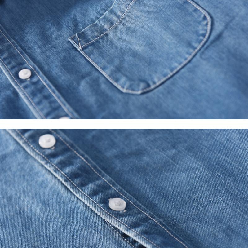 Весенние и летние джинсовые рубашки для мужчин, повседневная рубашка с длинным рукавом, воротник-лацкан, чистый хлопок, корейские джинсовые топы, простая мужская одежда