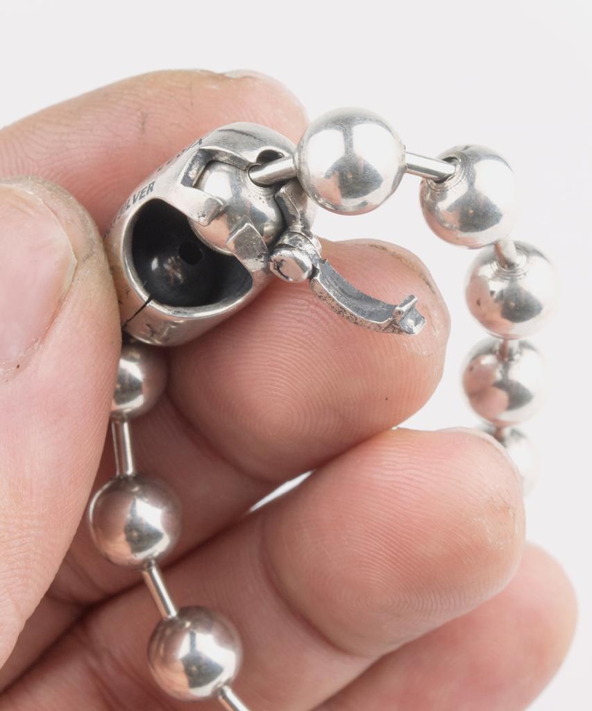 Sheen666 Cross Bone Ball Chain Silver Necklace 8Mm
