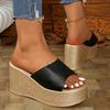 Fashion Thick Bottom Wedge Heel Slippers for Women Plus Size Fashion Chunky Platform Sandals Woman Summer 2025 Thick Sole Beach Slides