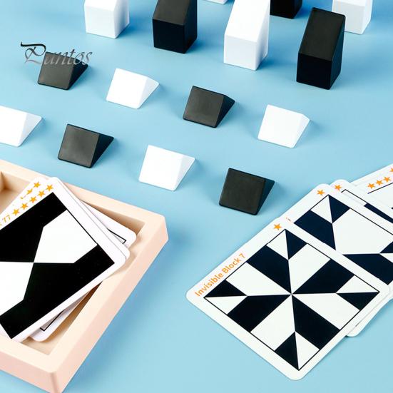 1 комплект, черно-белый строительный блок, головоломка, скрытое здание, кирпич, настольная игра, геометрическая форма, познание, пространственное воображение, тренировка, образовательная игра