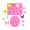 Yousheng 3Pcs Flower Leaf Butterfly Silicone Mold for Cake Decorating DIY Chocolate Candy Fondant Craft Baking Mold Flexible Easy Release Jelly