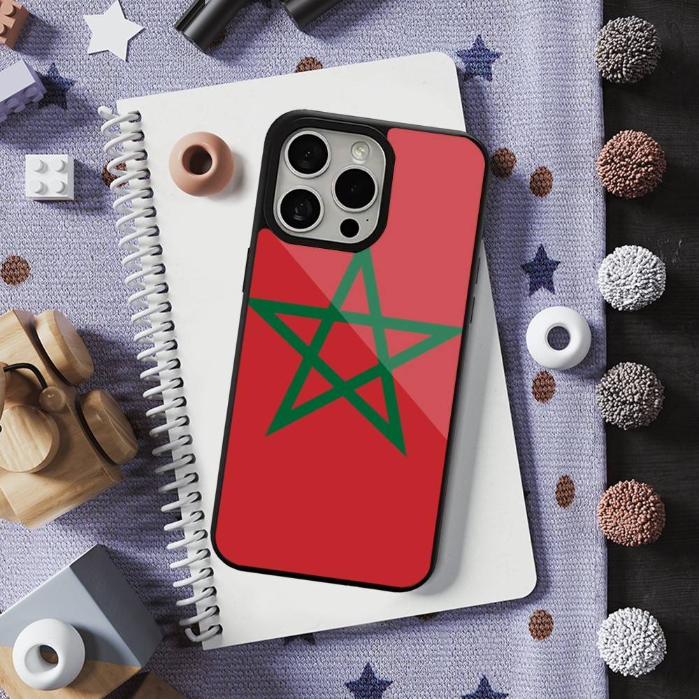 Чехол Flag Art M-Morocco для iPhone Mini, 13, 15, Pro, Max, Для Magsafe, 17, 14, Plus, 12, 11, 16, Магнитная Беспроводная Зарядка