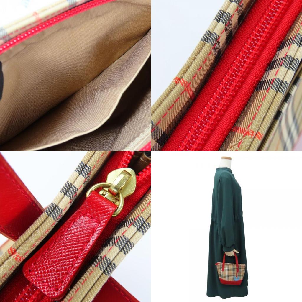 Б/у Сумка BURBERRY холст/кожа Красный бежевый Nova Check