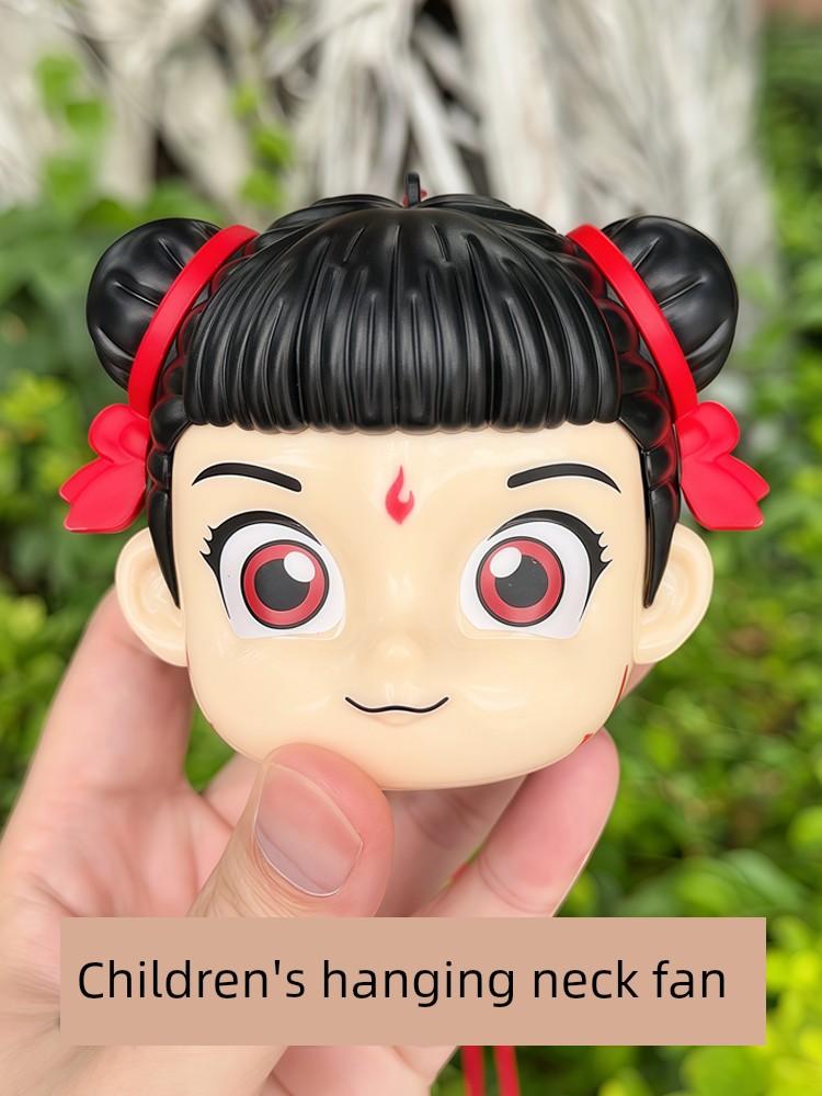 Children's Nezha Neck-Hanging Fan Mini Portable New Model Summer Cooling Gadget for Elementary School Students Outdoor Camping Toy
