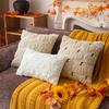 Decorative Pillow Case Embroidery Maple Leaves Pumpkin Pattern Pillow Cover Removable Easy To Clean Washable Throw Pillow Case
