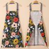 Cartoon Pattern Cotton Apron with Large Front Pocket No Sleeve Hanging Neck for Men Women Unisex Adjustable Kitchen Cooking