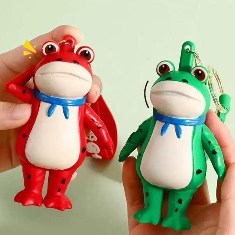 Simple Fidgets Toy Press Saluting Frogs Keychain Stress Relief Hand Toy Backpack Charm Accessories Valentines Day