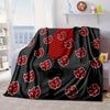Anime Red Clouds On Black Background Blanket Flannel Blanket for bed, sofa, Camping, Hiking, Picnic Essentials, gift for family Fan gifts