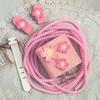 3D Pink Flower Cable Charger Protector Cover For Iphone 11 15 14 13 Pro Max 18W 20W Charger Data Line Protective Sleeve