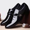 Men's Shoes New Black Foot Cover Business Dress Leather Shoes Breathable Large Size Glossy Pointed Leather Shoes Trendy
