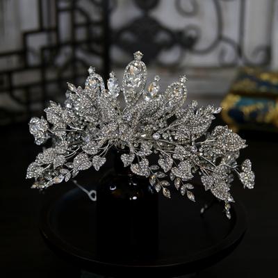 Европейский стиль Новая роскошная и атмосферная корона-комбинация листьев Свадебная корона невесты Головной убор Корона Тиара Аксессуары для волос