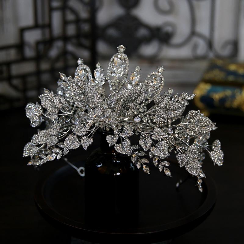 Европейский стиль Новая роскошная и атмосферная корона-комбинация листьев Свадебная корона невесты Головной убор Корона Тиара Аксессуары для волос