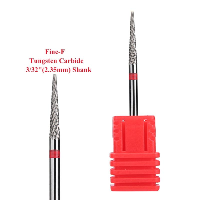 1 шт., конусное сверло для ногтей из карбида вольфрама 3/32 дюйма, вращающиеся фрезы для маникюра, аксессуары для электродрелей, инструмент для фрезерования ногтей