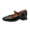 Retro Square Toe Women Mary Jane Shoes 2024 Spring New Genuine Leather Thick Heel Versatile High Heel Women's Shoes