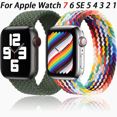 Плетеная петля Solo для Apple Watch, ремешок 44 мм, 40 мм, 45 мм, 41 мм, 38 мм, 42 мм, эластичный силиконовый ремешок для часов, браслет iWatch Serie 7 654321 SE, аксессуары для ремешков