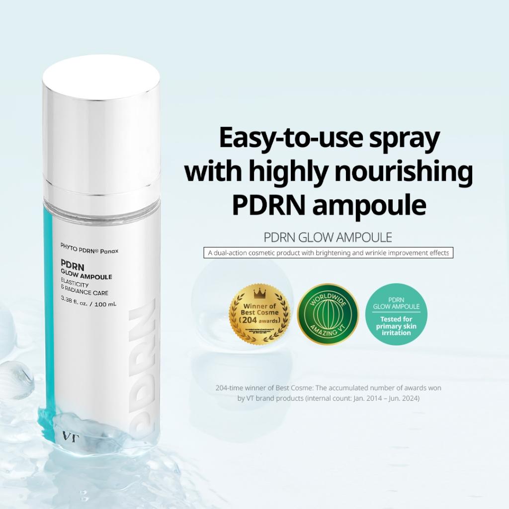 VT PDRN Glow Ampoule Mist 100ml Vegan 10% PDRN Wrinkle Care Brightening Hydrating