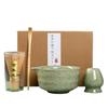 4-Piece Matcha Tea Ceremony Set, Japanese Tea Ceremony Utensils, Tea Bowl, 100-Standing Chasen, Chashaku (Tea Scoop), Matcha Powder, and Whisk (Green)