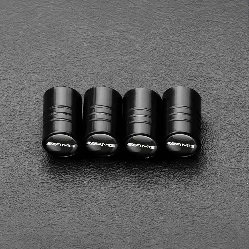 CQY1 4pcs Metal Car Wheel Tire Valve Caps Stem Cover For AMG W140 W168 W169 W176 W177 GLS GLB EQC CLS SLK A200 GLK CLK A260 GLC CLG
