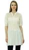 Women's Cut Work Yoke Tunic Puff Sleeve Short Kurti Summer Casual