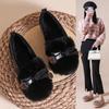 Mao Mao Outer Wear Flat Shoes Women's Winter New High-end Plush Warm Beanie Shoes Bow Cotton Shoes