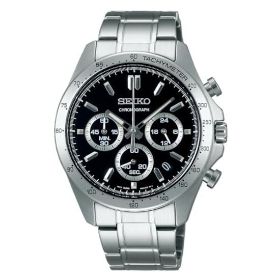 SEIKO SELECTION SBTR013 Мужские часы Батарейка Кварцевые Хронограф Дата Календарь 24-часовая стрелка Черный циферблат Нержавеющая сталь