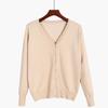 Women's Spring and Fall Cropped Cardigan Clothing Blouses Long Sleeve Korean Knitted Sweater